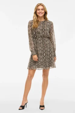 Vestido corto de gasa estampado de serpiente