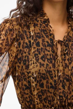 Vestido corto de gasa estampado