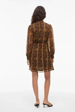 Vestido corto de gasa estampado