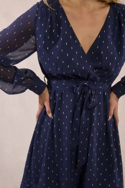 Vestido corto de manga larga estampado