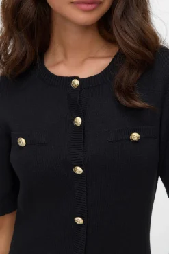 Vestido corto de punto y botones dorados