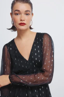 Vestido corto detalles lurex