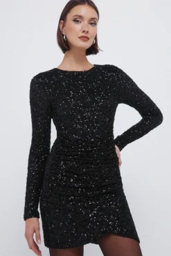 Vestido corto drapeado lentejuelas