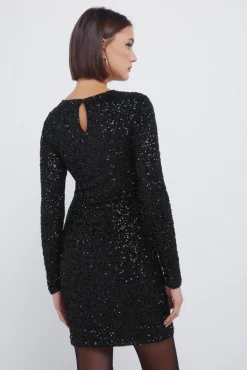 Vestido corto drapeado lentejuelas