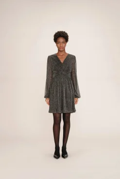 Vestido corto gasa lúrex