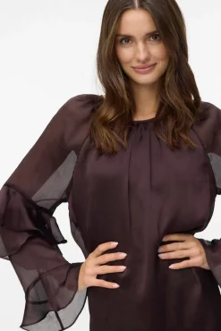 Vestido corto gasa manga volantes