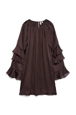 Vestido corto gasa manga volantes