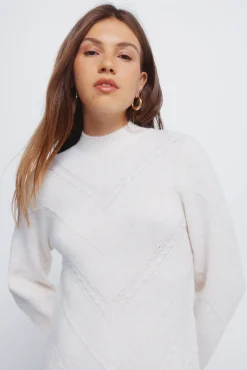 Vestido corto punto cable knit