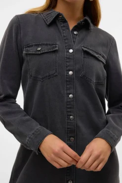 Vestido corto vaquero manga larga