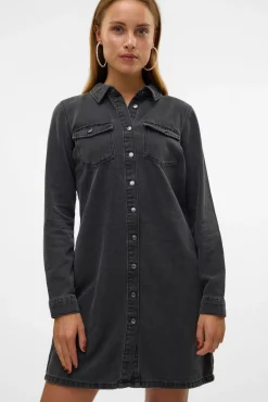 Vestido corto vaquero manga larga