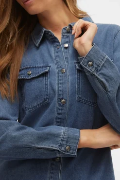 Vestido corto vaquero manga larga