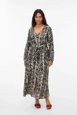 Vestido de manga larga cuello pico Curve