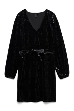 Vestido de manga larga detalles brillantes