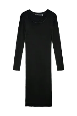 Vestido de punto midi de manga larga