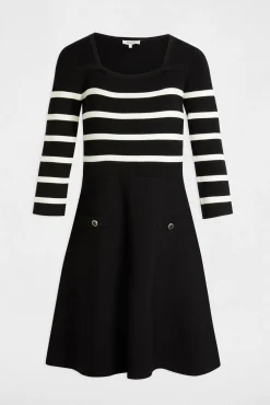 Vestido de punto tipo trapecio a rayas
