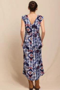 Vestido estampado hombreras