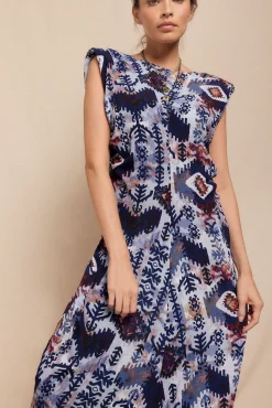 Vestido estampado hombreras