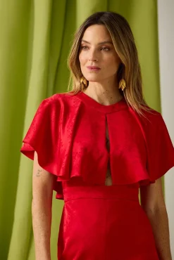 Vestido event collection capa jacquard