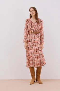 Vestido fluido volantes