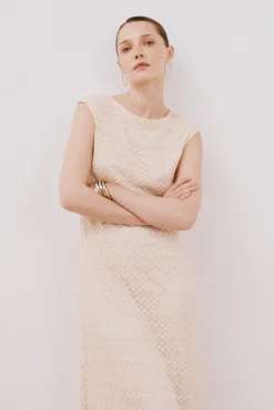 Vestido halter estructura lurex