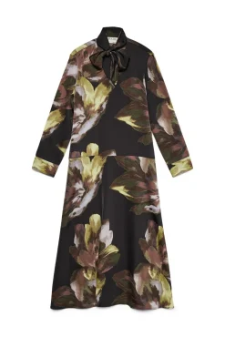 Vestido largo camisero detalle lazada