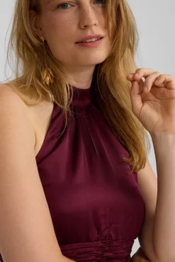 Vestido largo capa satinado