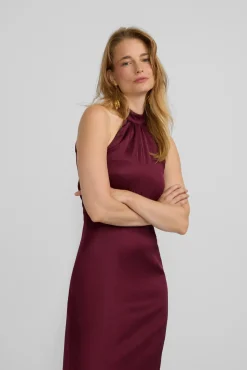 Vestido largo capa satinado