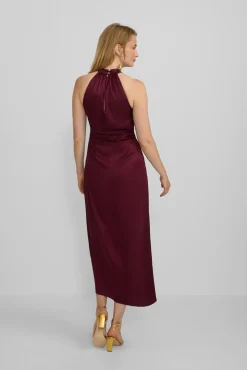 Vestido largo capa satinado