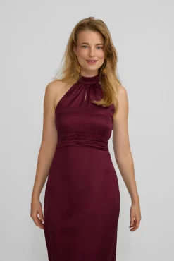 Vestido largo capa satinado