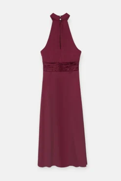 Vestido largo capa satinado