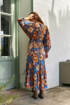 Vestido largo catalonia estampado tierra