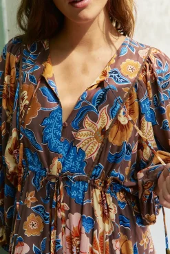 Vestido largo catalonia estampado tierra