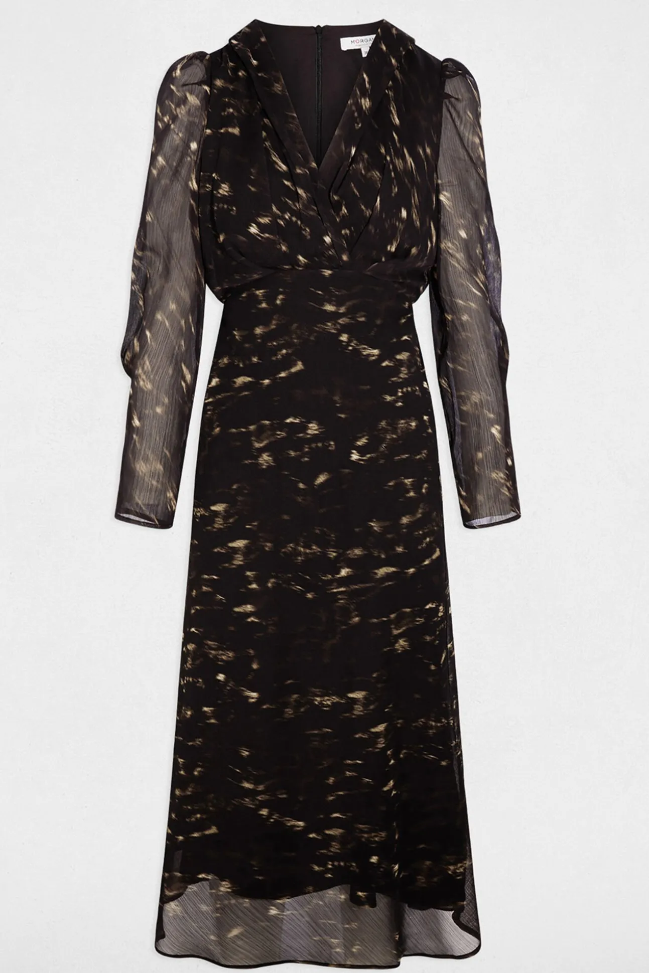 Vestido largo con mangas abullonadas