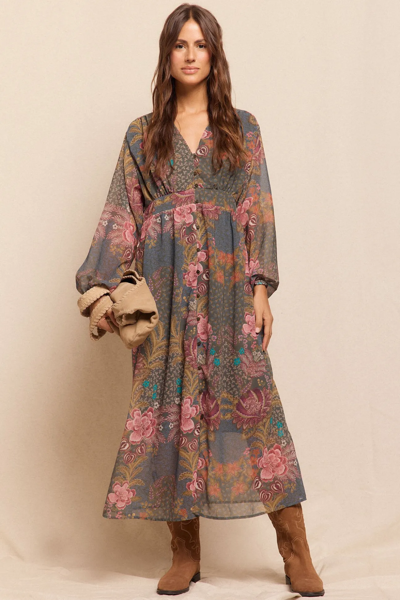 Vestido largo estampado