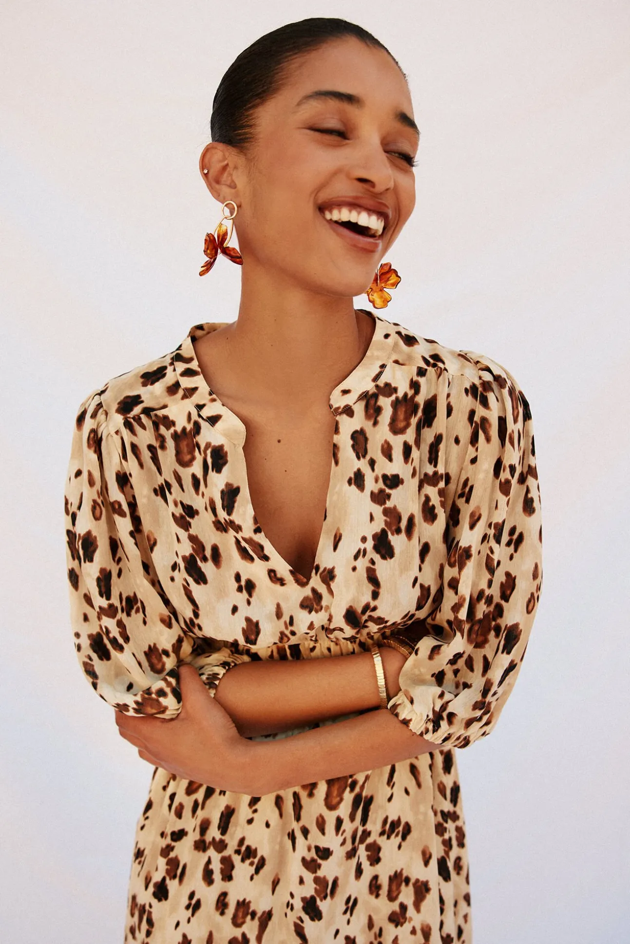 Vestido largo estampado ajustado