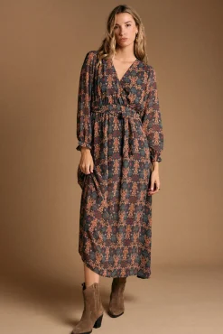 Vestido largo estampado esmeralda