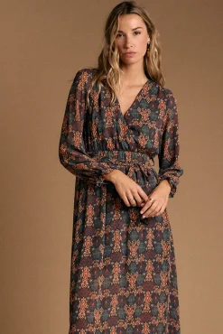 Vestido largo estampado esmeralda