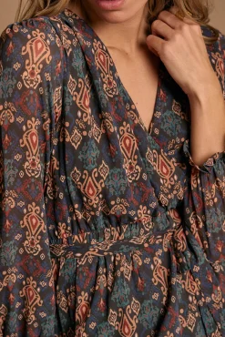 Vestido largo estampado esmeralda