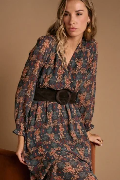 Vestido largo estampado esmeralda