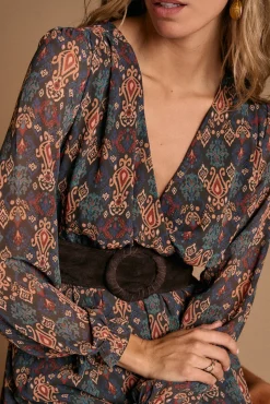 Vestido largo estampado esmeralda