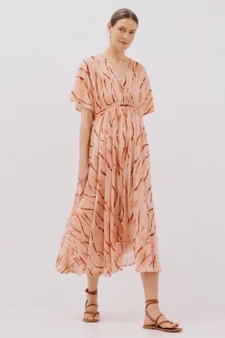 Vestido largo estampado fluido