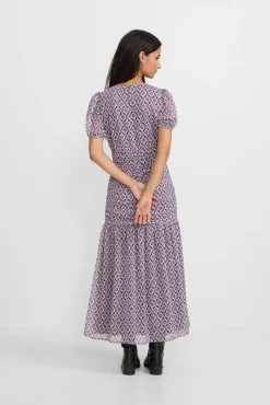 Vestido largo fruncido estampado