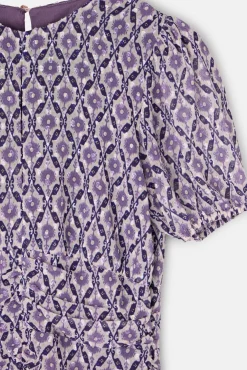 Vestido largo fruncido estampado