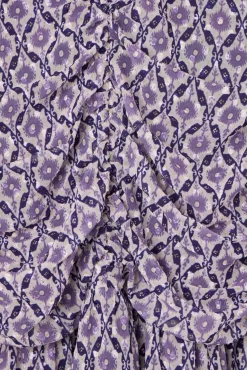 Vestido largo fruncido estampado