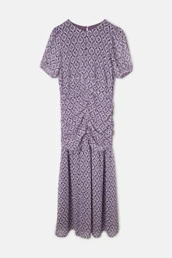 Vestido largo fruncido estampado