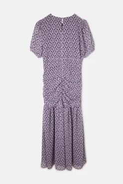 Vestido largo fruncido estampado