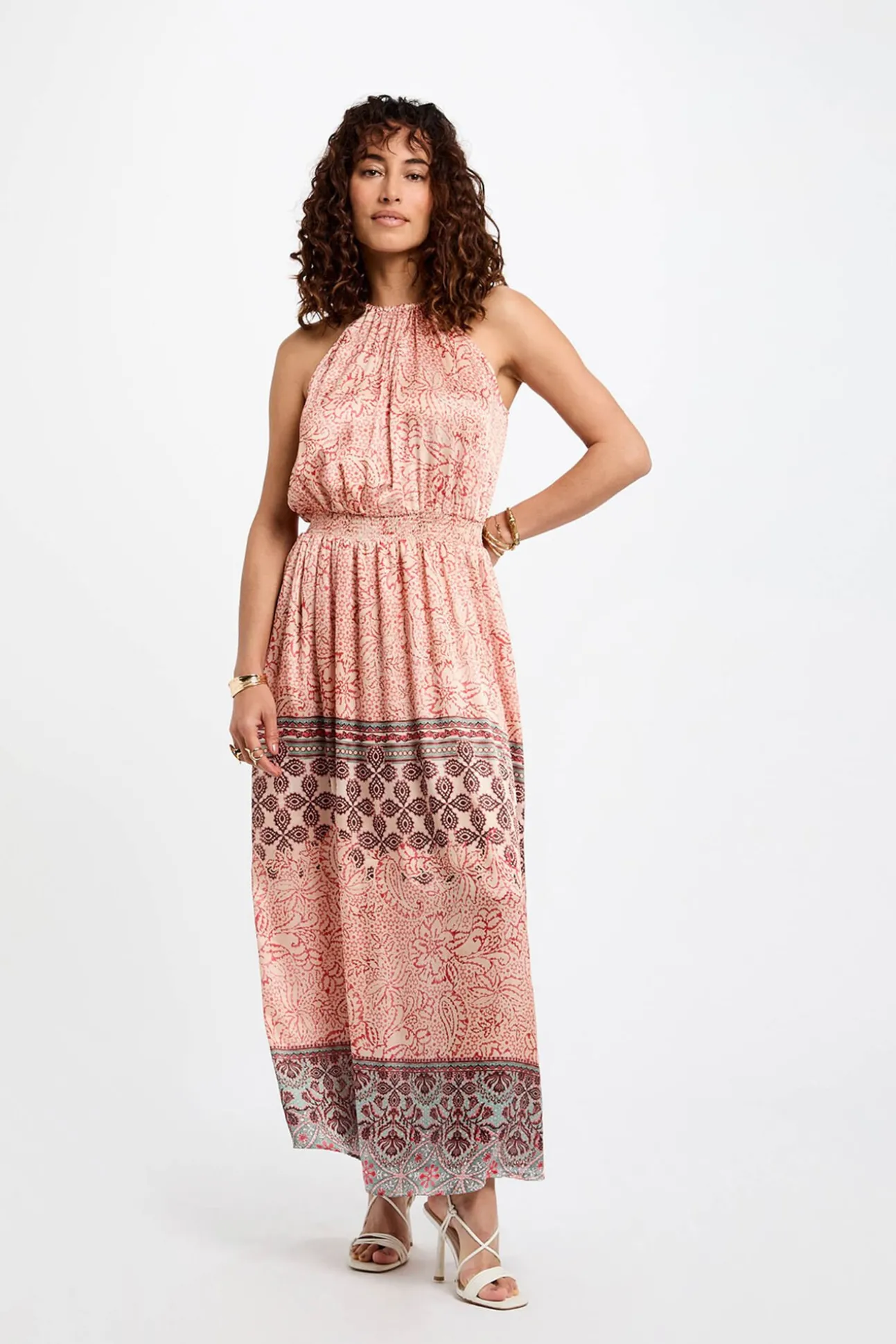 Vestido largo recto estampado