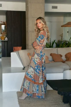 Vestido largo Sabrina estampado Izabelle