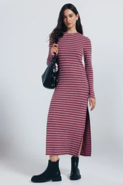 Vestido midi ajustado estructura rayas