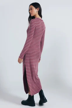 Vestido midi ajustado estructura rayas